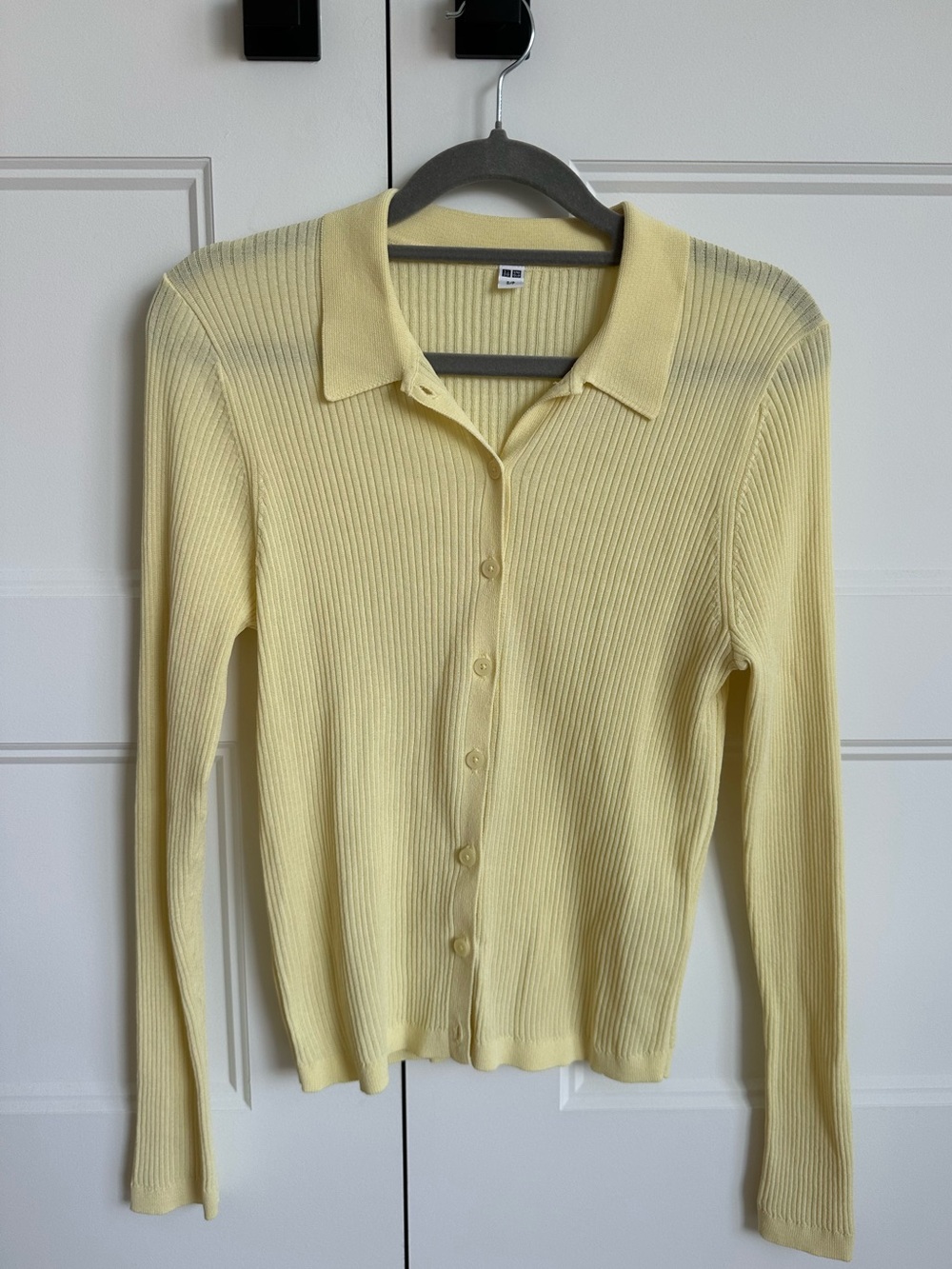 Uniqlo yellow ribbed polo cardigan
